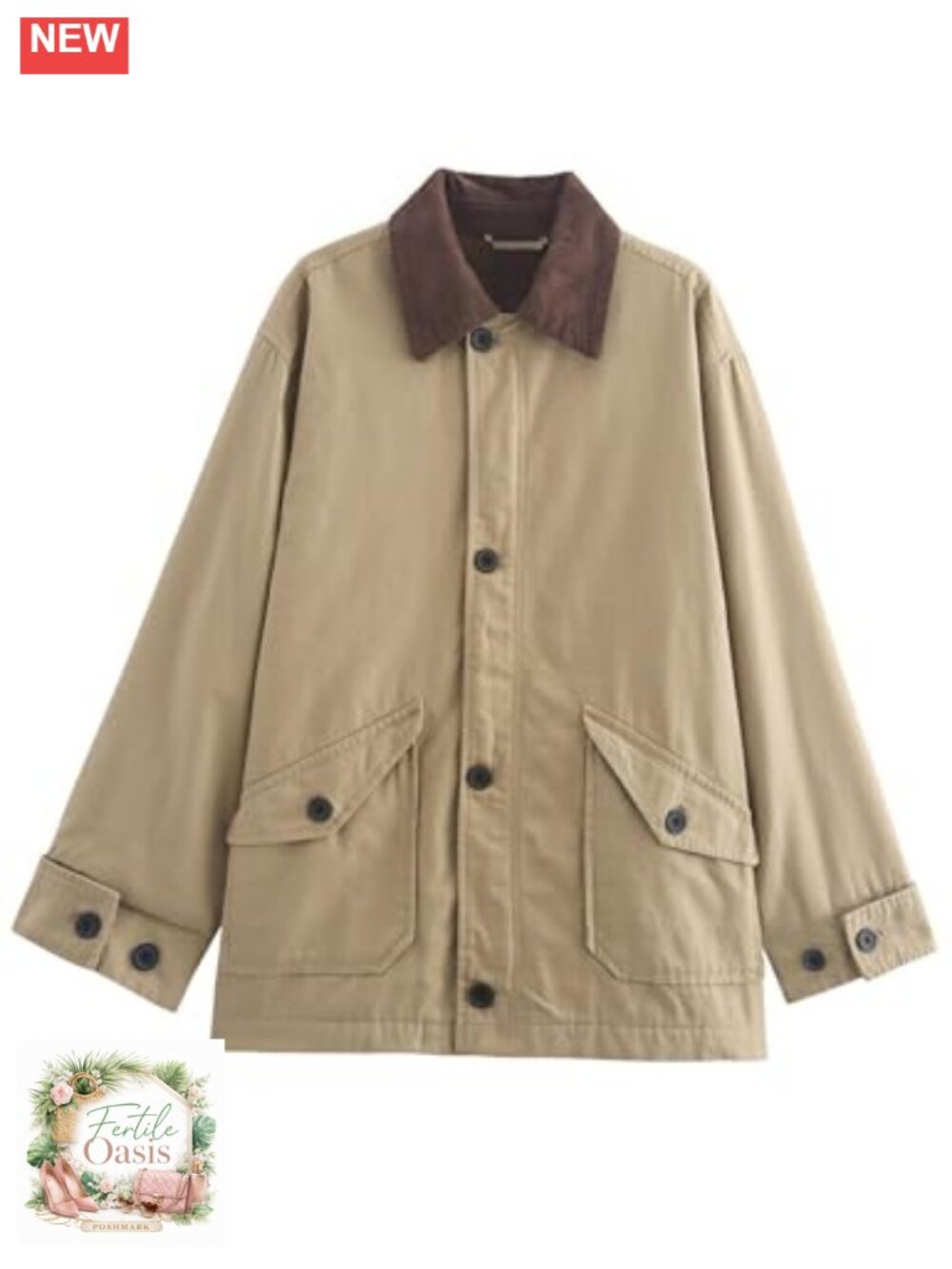 Women's Barn Jacket Classic Canvas Utility Corduroy Collar Button Down Coat